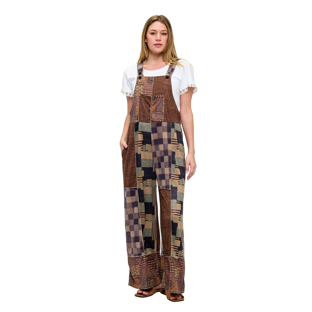Overall Boho Patchwork Colorblock  Abstract Print