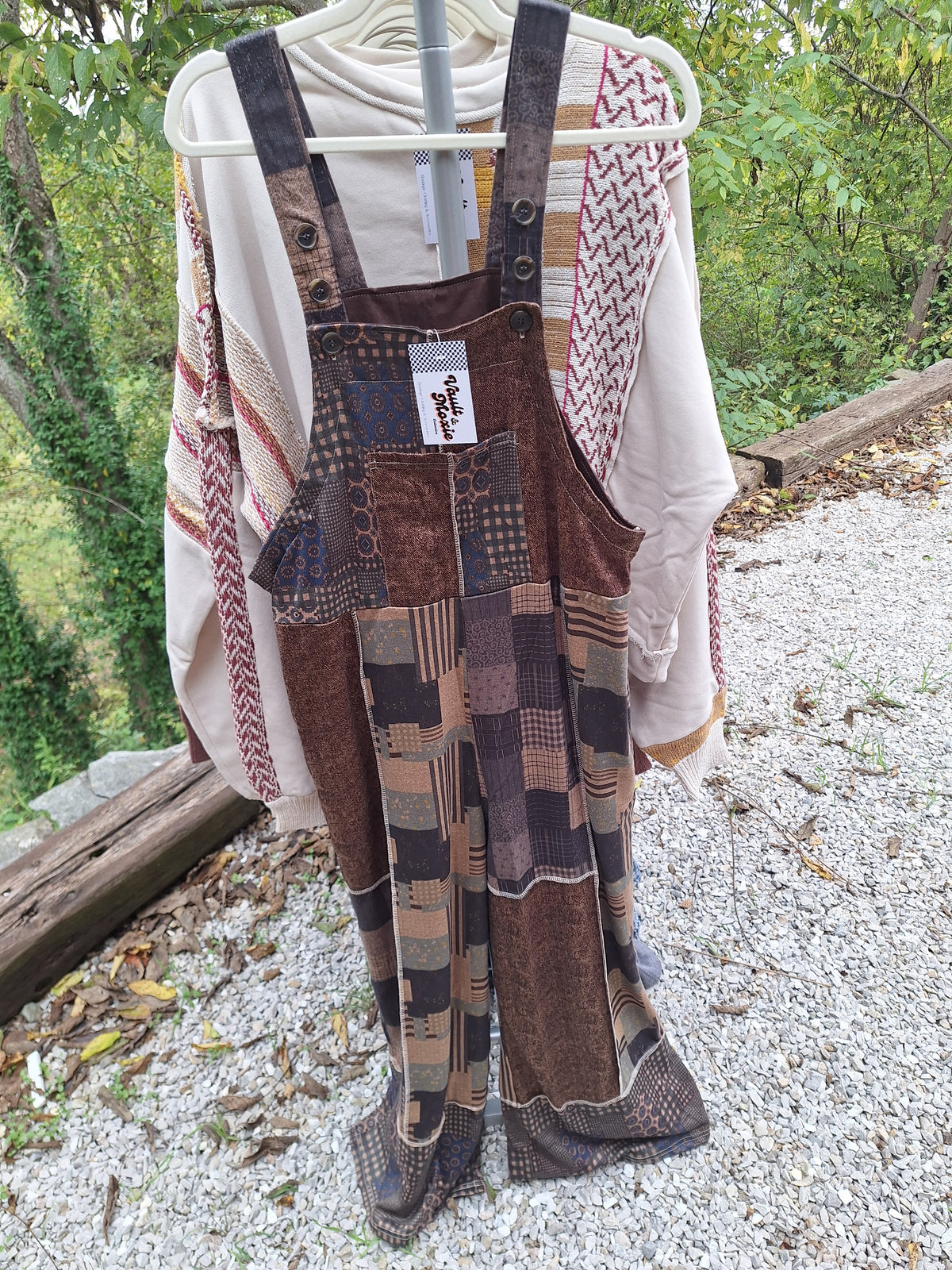 Overall Boho Patchwork Colorblock  Abstract Print
