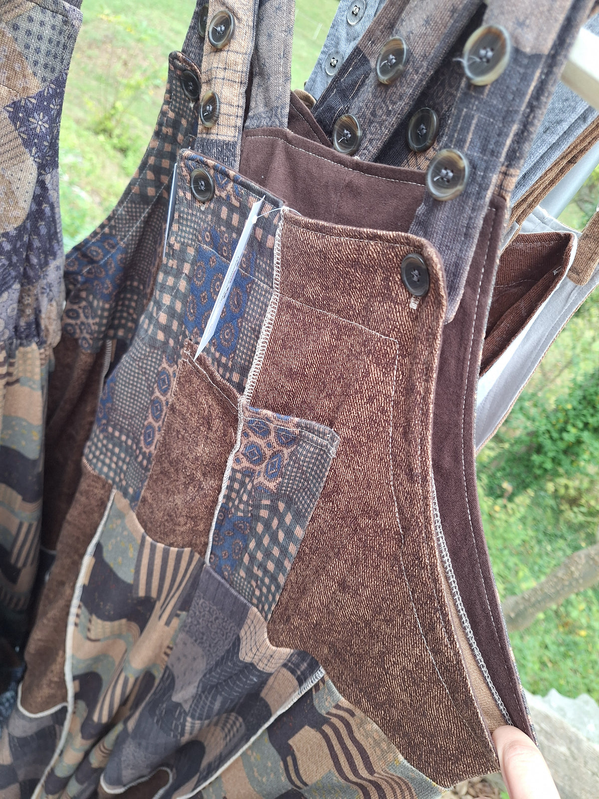 Overall Boho Patchwork Colorblock  Abstract Print