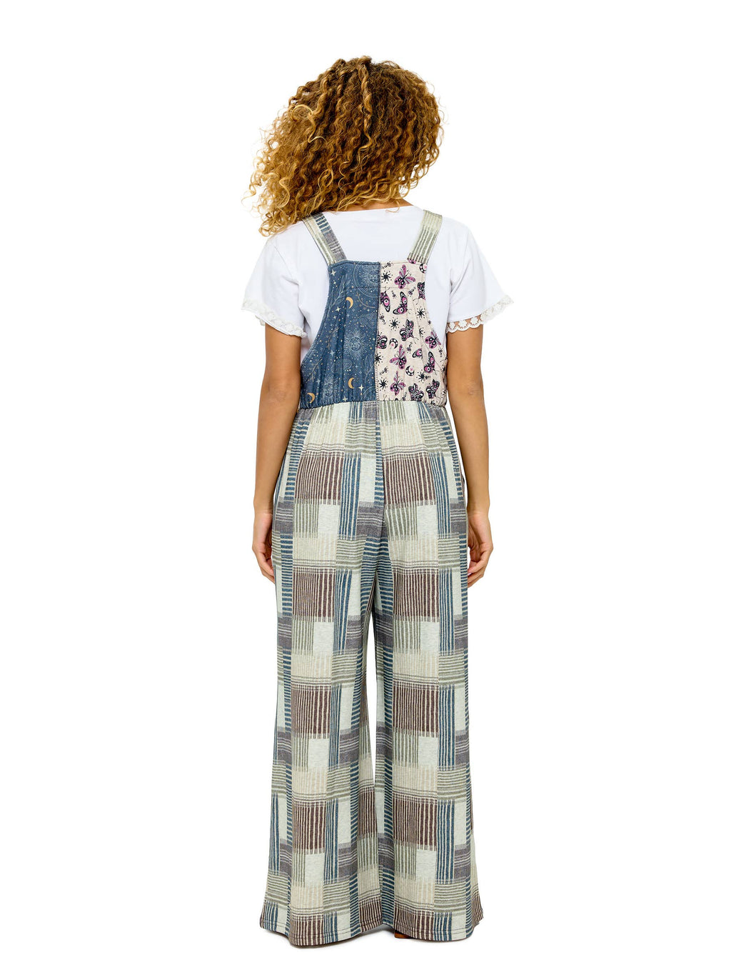 Overalls Patchwork Whimsical Celestial Print