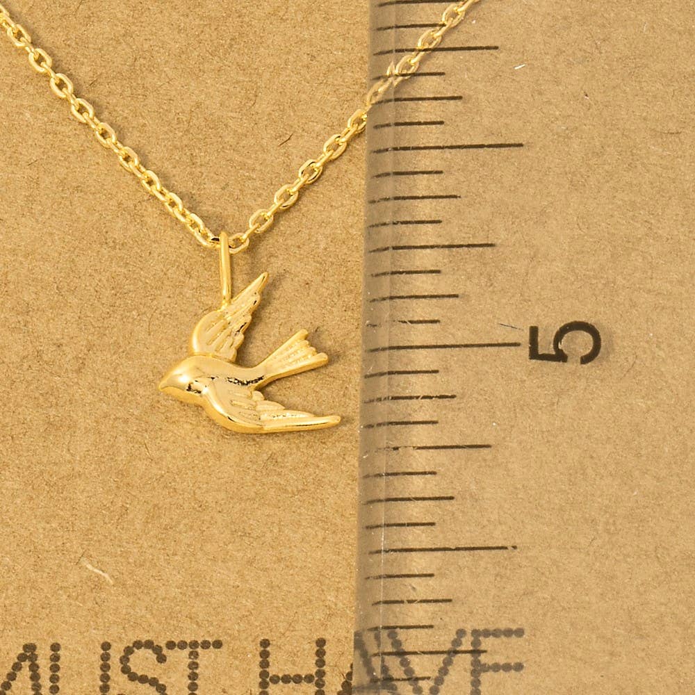Gold Dipped Flying Bird Pendant Necklace