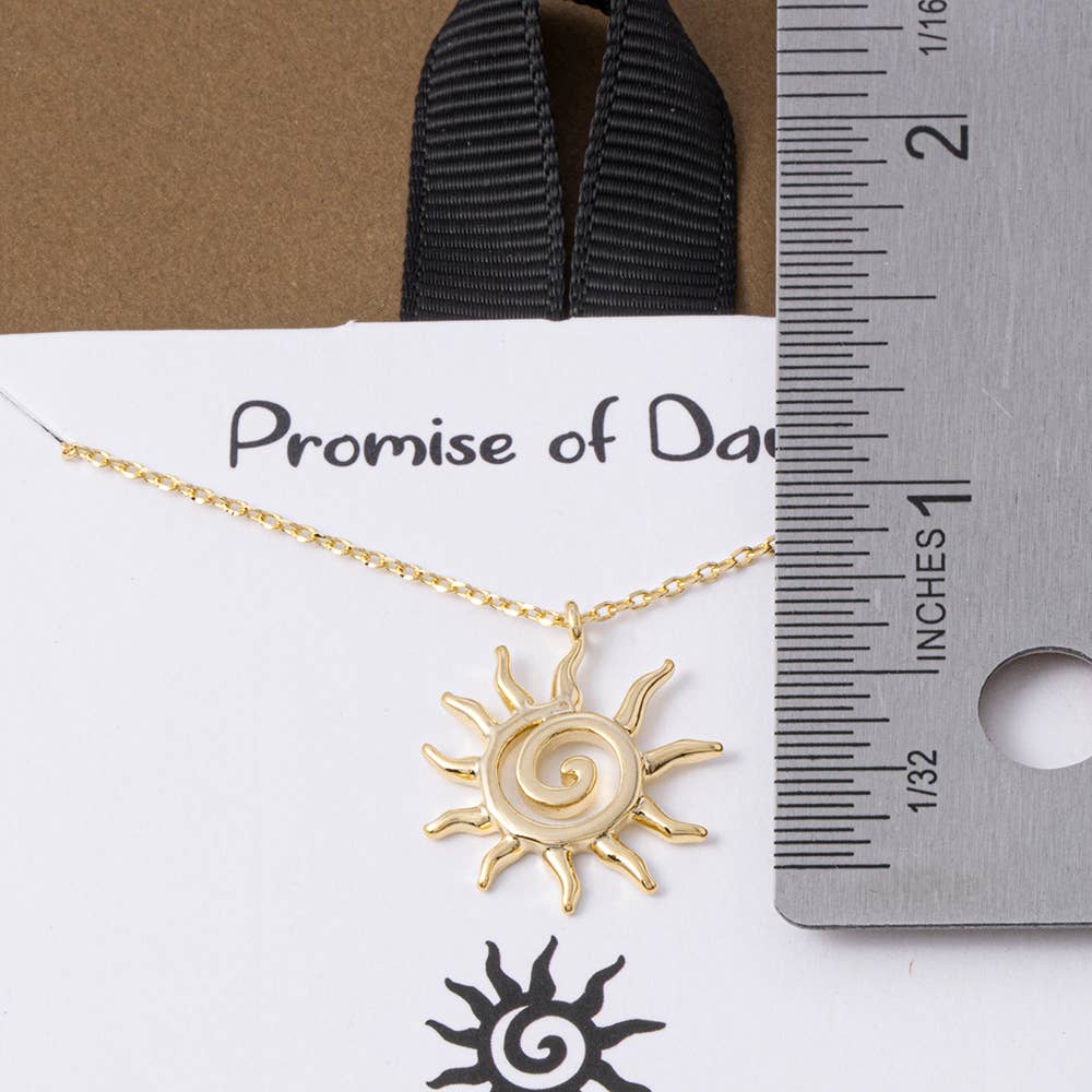 18K Gold Dipped Spiral Sun Pendant Necklace