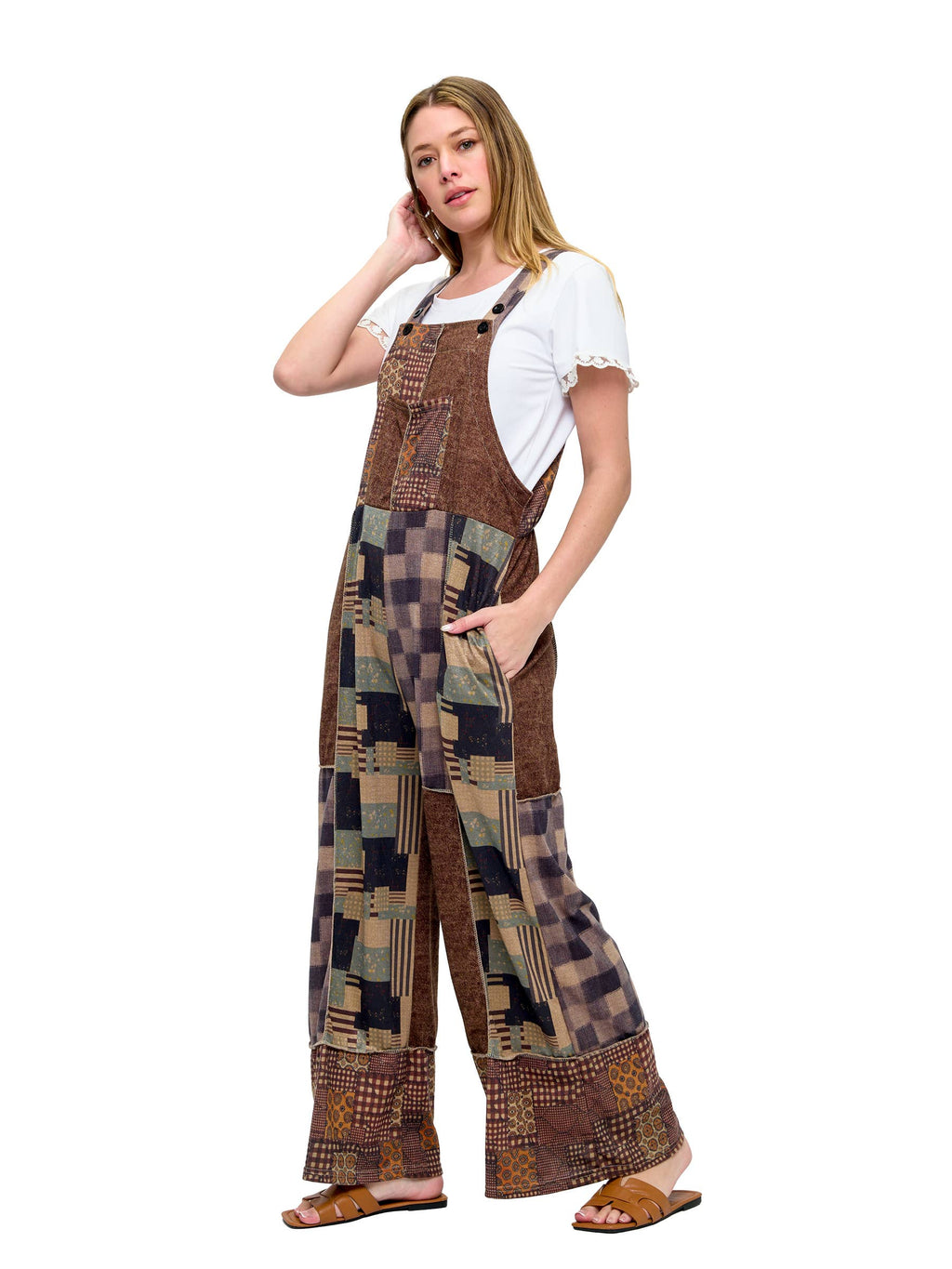 Overall Boho Patchwork Colorblock  Abstract Print
