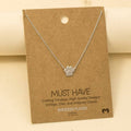 Mini Paw Print Charm Necklace - Silver