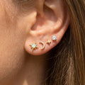 Gold Dipped 4Pc Star Moon Stud Earrings Set