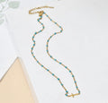 Stainless Steel Turquoise Beaded Cross Necklace