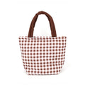 Gingham Check Mini Puffer Tote Bag - Brown