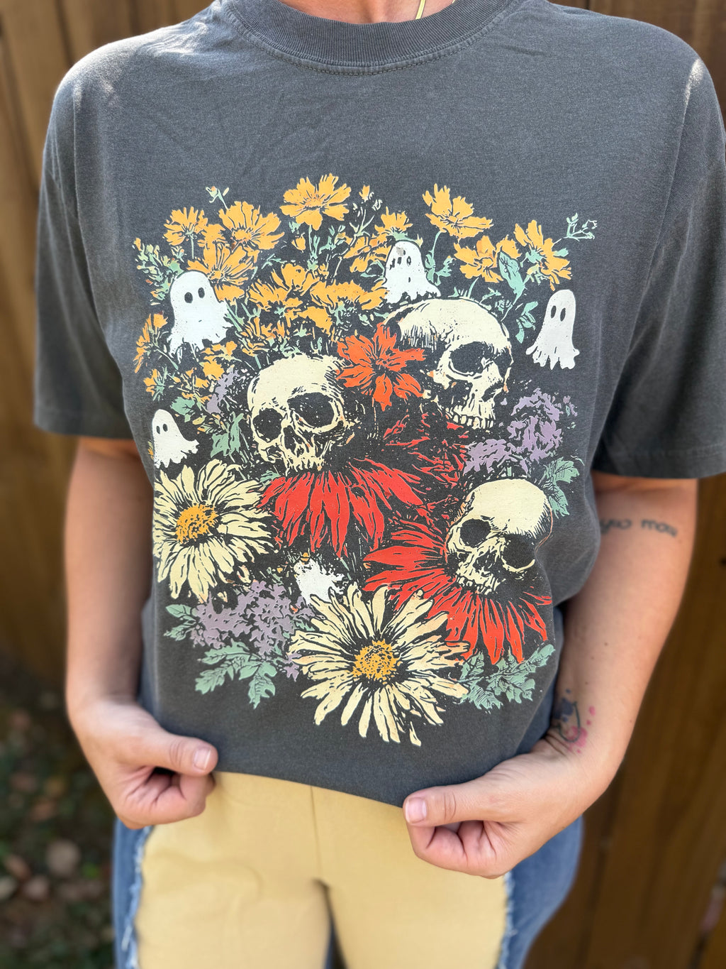 Floral & Skulls Graphic Tee