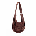 Vegan Suede Zip Sling Crossbody Hobo Bag - Brown