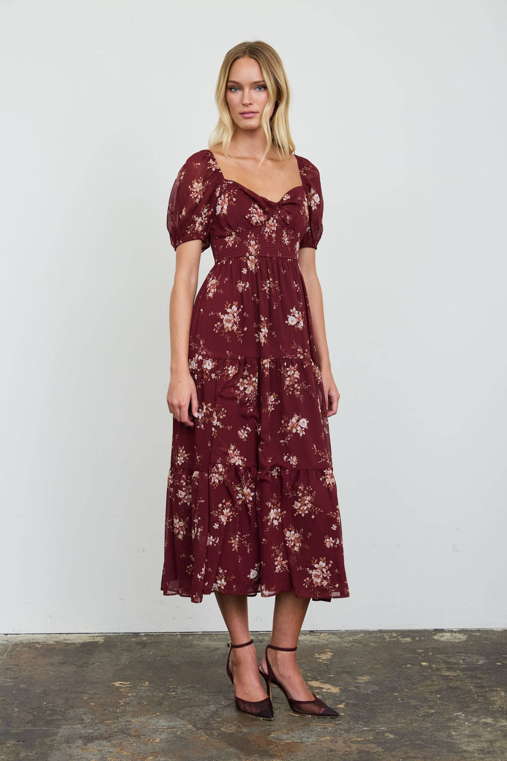 Floral Sweatheart Midi Dress