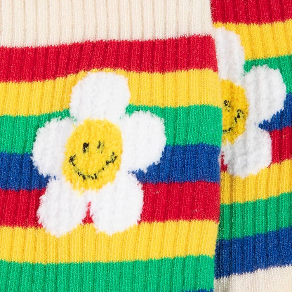 Rainbow Flower Striped Happy Face Socks