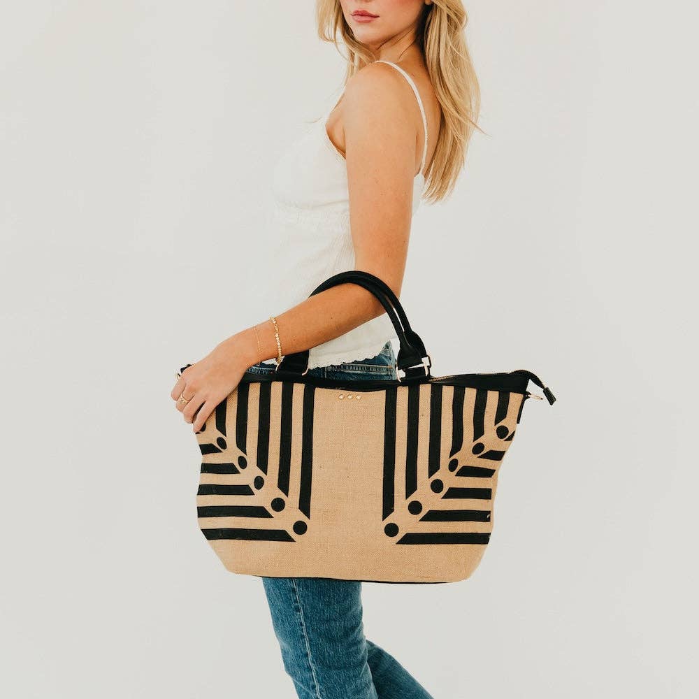 June Jute Tote Bag - Black