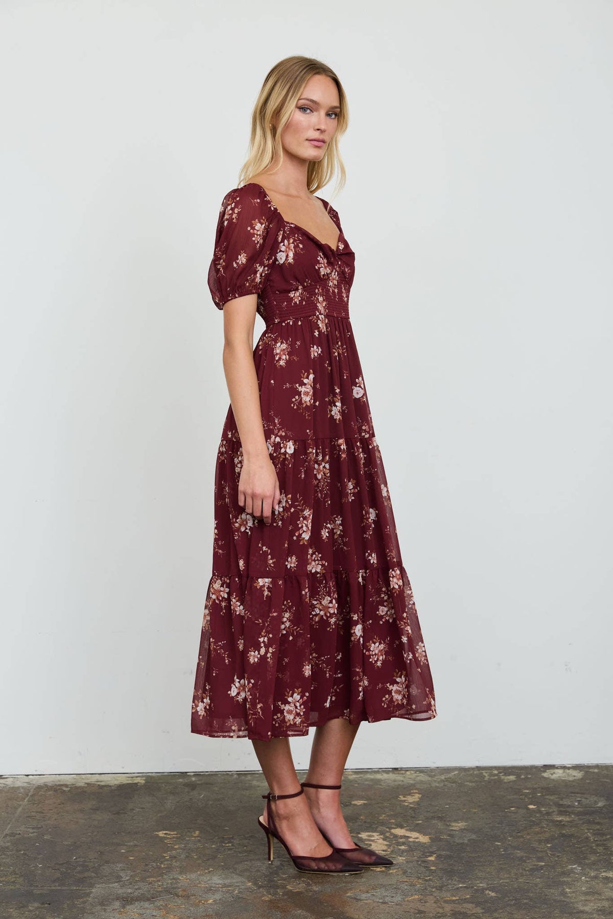 Floral Sweatheart Midi Dress