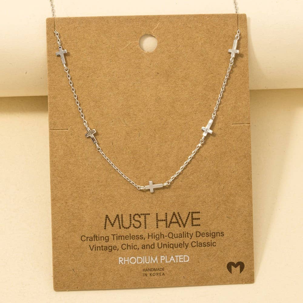 Dainty Cross Station Necklace
