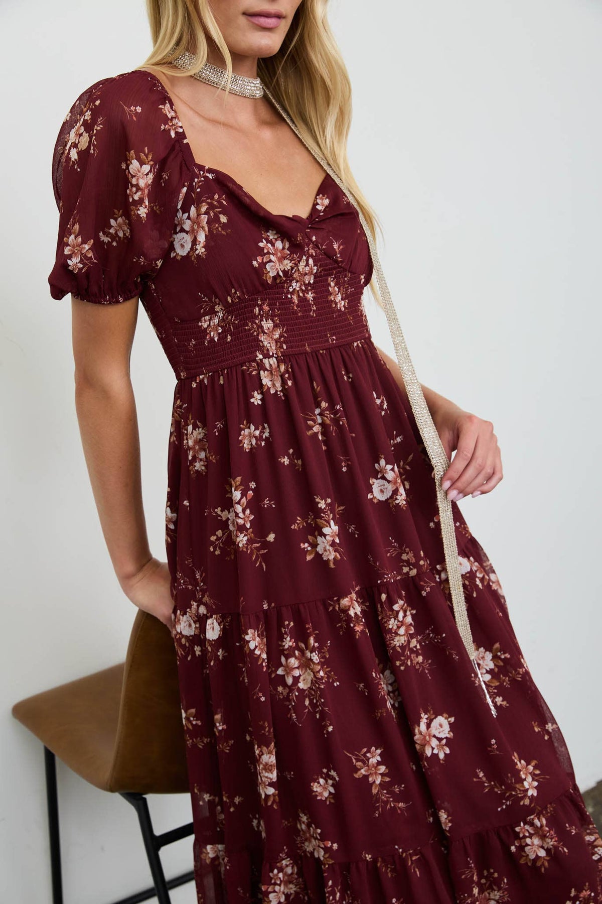 Floral Sweatheart Midi Dress
